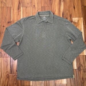 Tommy Bahama Gray Men's Coasta Vera Polo Shirt Long Sleeve XL Green